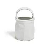 White Vessel with Handle by Betty Woodman, glazed earthenware, stamped 'WOODMAN' along lower edge, sold Oct 2021