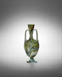 Lorenzo Radi, Calcedonio Amphora, calcedonio glass with applied handles, paper label with hand written number '2184'