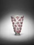 Rare Monumental Stelle Vase by Ercole Barovier, for Ferro Toso Barovier, bollicine glass with applied foot and pink polveri star-form prunts, foil label 'FERRO TOSO BAR, offered Oct 2021