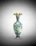 Francesco Ferro E Figlio, Vase, internally decorated glass with mottled outer surface