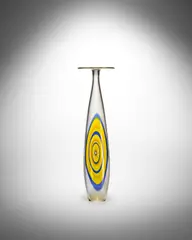 Ermanno Toso, Rare Intarsiato Giallo-Blu Murrine Vase