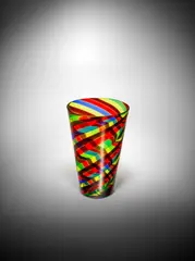 Flavio Poli, Rare Canne Colorate Vase, , the Veronese Paris Shop, fused glass, engraved 'Veronese Seguso Murano'