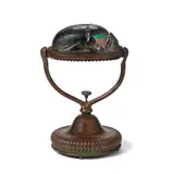 Scarab Desk Lamp by Tiffany Studios, patinated bronze, Favrile glass, sold Jul 2021