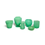 Frederick Carder, Assorted Group of Six Vases, for Steuben, jade glass