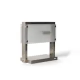 French Art Deco, Rectangular Table Lamp, chromed metal, frosted glass