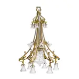 French Art Nouveau, Chandelier, gilt bronze, Baccarat glass