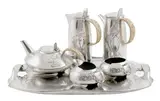 Archibald Knox, Five Piece Tea and Coffee Service with Tray