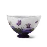 Iris Bowl by Cristallerie Daum, enameled cameo glass, signed 'Daum Nancy' with cross of Lorraine in cameo, sold Jul 2021