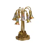 Ten Light Lily Table Lamp by Tiffany Studios, gilt bronze, Favrile glass, each shade incised 'L, sold Jul 2021