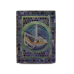 Zodiac Panel (Libra) by Tiffany Studios, Favrile glass mosaic, reverse with painted mark '9G', sold Jul 2021