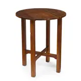 Lamp Table by Gustav Stickley, oak, with red Stickley mark on stretcher, sold Jul 2021