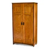 Child's Wardrobe by Gustav Stickley, model 920, oak, with Gustav Stickley paper label and red decal, sold Jul 2021