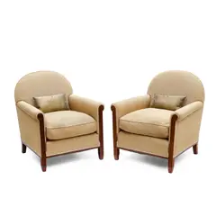 Maurice Rinck, Pair of Armchairs, walnut, upholstery