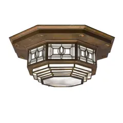 George Washington Maher, Octagonal Ceiling Light, Mallen House, Oak Park, Illinois, patinated bronze, leaded glass