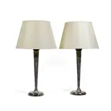 Atelier Petitot, Pair of Table Lamps, shagreen, silver plate