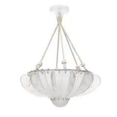 René Lalique, Hirondelles Chandelier, frosted and polished glass, cord