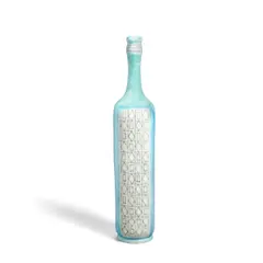 Blue and White Bottle-Form Vase by Guido Gambone, glazed stoneware, signed 'GAMBONE ITALY' with donkey mark on underside, sold Jul 2021