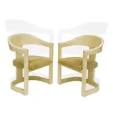 Karl Springer, Pair of Onassis Chairs, lacquered goatskin, suede