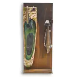 Hiroshi Yamano, From East to West Fish Hanger #16, blown glass, silver leaf and steel