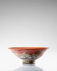 Footed Bowl by Ermanno Nason, for Vetreria Gino Cenedese, scavo glass applied with gold leaf and glass, sold Jun 2021