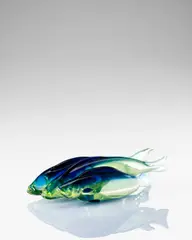 Three Triglie by Ermanno Nason, for Vetreria Gino Cenedese, uranium glass, internally decorated in blue, sold Jun 2021