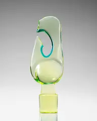 Abstract Form by Ermanno Nason, for Vetreria Gino Cenedese, uranium glass, applied with aquamarine, sold Jun 2021
