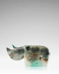 African Rhinoceros by Antonio da Ros, for Vetreria Gino Cenedese, glass with scavo surface treatment, sold Jun 2021