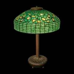 Swirling Leaf Table Lamp by Tiffany Studios, leaded glass, patinated bronze, shade stamped 'TIFFANY STUDIOS NEW YORK', base stamped 'TIFFANY STUDIOS 9926', sold Jun 2021