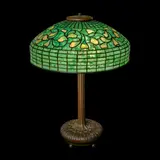 Swirling Leaf Table Lamp by Tiffany Studios, leaded glass, patinated bronze, shade stamped 'TIFFANY STUDIOS NEW YORK', base stamped 'TIFFANY STUDIOS 9926', sold Jun 2021