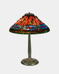 Tiffany Studios, Blue Dragonfly Table Lamp, leaded glass and patinated bronze, shade stamped '1495 TIFFANY STUDIOS NEW YORK', base stamped '532 TIFFANY STUDIOS NEW YORK'