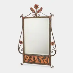 Joseph Konetsky, Wall Mirror, hammered iron and copper, mirror plate