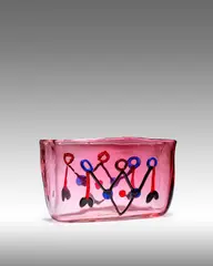 Unique Vase by Fulvio Bianconi, for Vistosi, blown glass with applied decoration, engraved mark 'ESEGUITO 1950 / A MARIETO E SOULIS / TANTI AUGURI / 196, sold Jun 2021