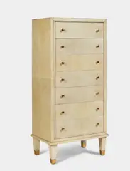 Jacques Adnet, A Semanier Chest, vellum, the seven drawers with gilt-brass handles