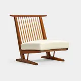 Conoid Cushion Lounge Chair by George Nakashima, East Indian Laurel, hickory, upholstery, sold Jun 2021