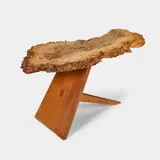 George Nakashima, Rare Side Table, oak and oak burl, ink mark 'George Nakashima May 1976'