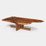 George Nakashima, Minguren I Coffee Table, American black walnut, with free edge and three butterfly key joints, ink mark 'HAHN'