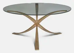 Michel Mangematin, Dining Table, bronze, glass, bronze stamped '