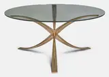 Michel Mangematin, Dining Table, bronze, glass, bronze stamped '