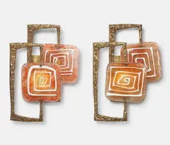 Angelo Brotto, Pair of Teo Wall Lights, for Esperia, brass, applied glass, label to each 'ESPERIA'