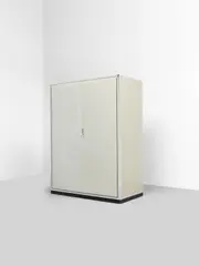 Marcel Breuer, Rare wardrobe, designed 1927, Painted pine-veneered plywood, chromium-plated metal, linoleum
