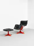 Yrjö Kukkapuro, 'Karuselli' swivel armchair and ottoman