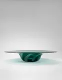Plate from the 'Feather' series, model no. 610.01 by Öwe Thorssen and Birgitta Karlsson, circa 1974, Lattimo sommerso glass, sold Oct 2021