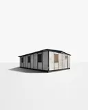 Jean Prouvé, '6 x 9' demountable house, 1944-1945, Painted steel, corrugated aluminium, painted wood, glass