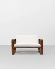 Giuseppe Pagano, Sofa, designed for the Università Commerciale Bocconi, Milan, circa 1939-1942, Beech veneered-plywood, fabric upholstery
