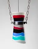 Studio B.B.P.R., Ceiling light, designed for the Olivetti showroom, New York, circa 1954, Opaque glass with applied coloured glass band, painted metal