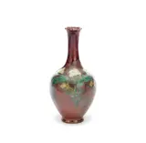 Albert Dammouse, Small vase, circa 1900, Glazed stoneware, enamelled chrysanthemum design