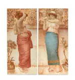 Robert John Abraham, for Copeland Spode, circa 1880, Glazed earthenware, hand-painted scenes depicting female figure