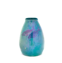 St Lukas, Vase, circa 1910, Stoneware, painted fish design beneath a lustre glaze