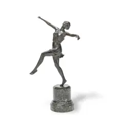 Dancer by Bruno Zach, circa 1925, Bronze, marble base, sold Dec 2021