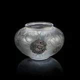 'Dahlias' vase, designed 1923 by René Lalique, Glass, enamel decoration, sold Dec 2021